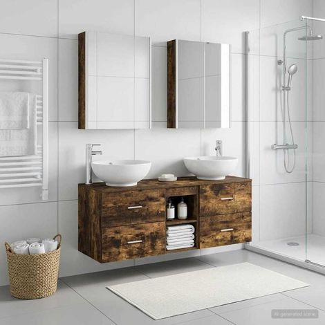 vidaXL Bathroom Furniture Set 5 pcs Smoked Oak (1/5)