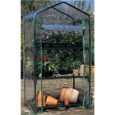 Serra 3 Ripiani da Giardino in Alluminio Verniciato e Copertura in Pvc