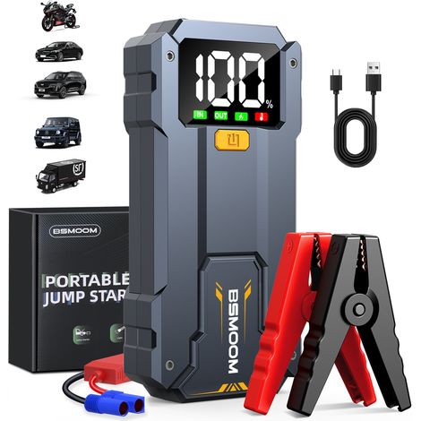 BSMOOM B17 batterie de démarrage automobile 7000A, démarreur de voiture 12V (compatible avec tous les moteurs essence et jusqu'à 10,0L diesel), démarreur de batterie portable pour moto/voiture, avec p