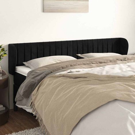vidaXL Cabecero de terciopelo negro 203x23x78/88 cm (1/5)