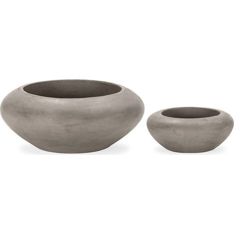 Cache pot rond en ciment gris anthracite - gris anthracite