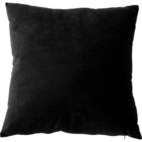 Coussin Déco en Velours "Câlin" 40x40cm Noir (1/2)