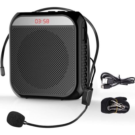 Amplificateur Voix Portable pour Enseignants,2200mAh,5W USB U Disk/TF,Rechargeable PA Système de sonorisation,pour Enseignants,Réunion,Entraîneurs, Présentateurs,Touristique(Noir) (1/5)