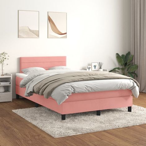 Sommier à lattes de lit avec matelas Rose 120x200 cm Velours (1/5)