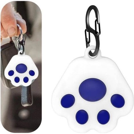 Coque Protector Compatible avec Airtag Dossier Dessus Dessin Chat Paw Couvercle Silicone Soft Silicone Titulaire anti-rayures Bleu (1/4)