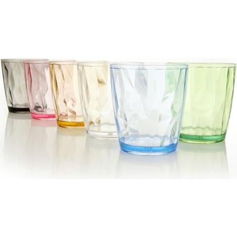 Lot de 6 gobelets en plastique incassables, réutilisables de 330 ml, 6 couleurs, empilables en plastique acrylique pour la maison, les fêtes, le camping, les pique-niques (1/5)