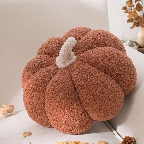 Cojín de calabaza de Halloween pequeño, cojín marrón con forma de calabaza, cojín decorativo de otoño, cojín de sofá de terciopelo de peluche estético, decoración del hogar, regalo de 20 cm (1/5)