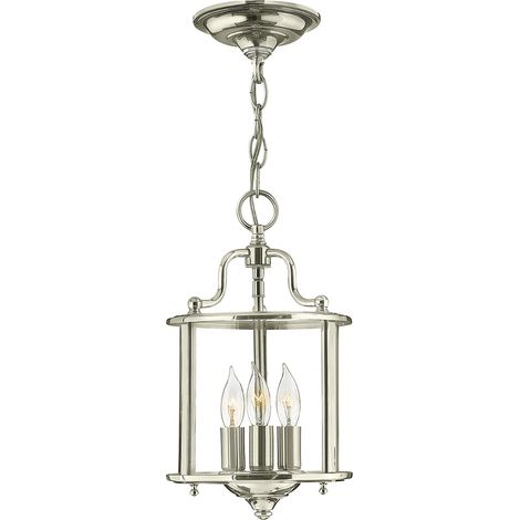 Lampadario Contemporaneo Gentry Acciaio Nichel Lucido Vetro 3 Luci E14 (1/3)