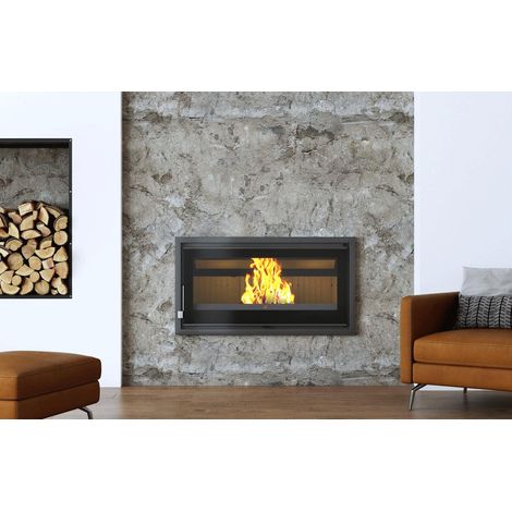 Insert à bois ventilé silencieux canalisable - FIREMATIC Ontario 14.5 kW  Sans kit air - Avec vitre ROBAX NightFlame (1/5)