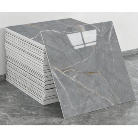 Un ensemble de 10 panneaux de papier peint autocollants à motif marbre (il ne s'agit pas de véritables carreaux, dimensions : 30 x 30 cm) (1/5)