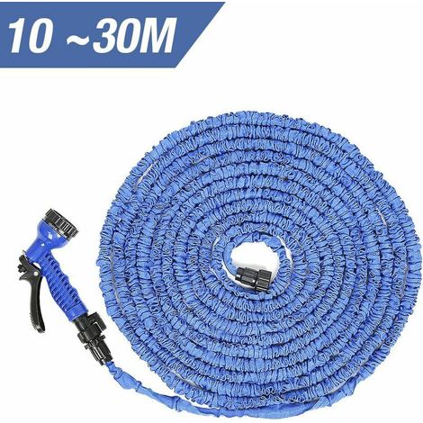 100FT 30m Tuyau d'arrosage Extensible Rétractable avec 7 Fonction Pie - Bleu (1/5)