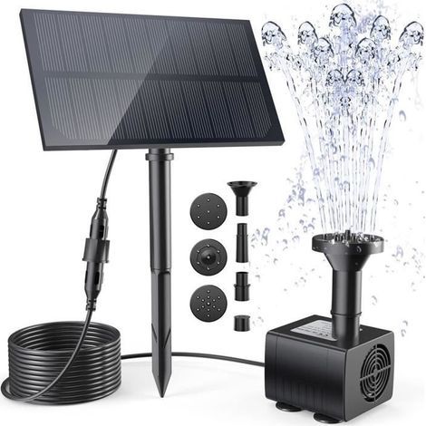 Fontaine à eau solaire avec piquet Kit de pompe à eau pour bain d39oiseaux extérieur étang piscine jardin aquariu Upgraded version (1/4)