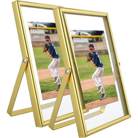 cadres photo flottants dorés 4" x 6" adaptés aux photos petits de bureau Lot de 2 3,5x5 2x3 1x2 (1/5)