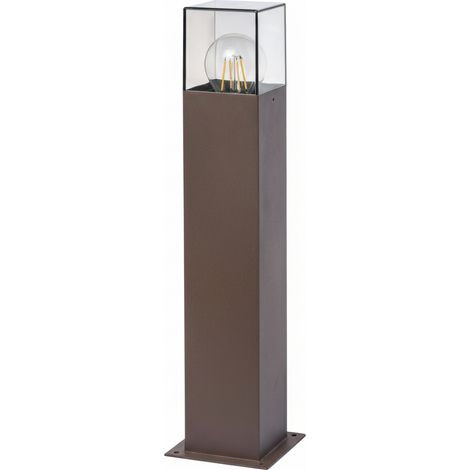 Paletto da Giardino LED con Attacco E27 IP44 – Lampada da Esterno H 44 cm Marrone con Diffusore Acrilico Trasparente – Illuminazione Vialetti, Terrazzi e Giardini – Compatibile Lampadina LED max 12W