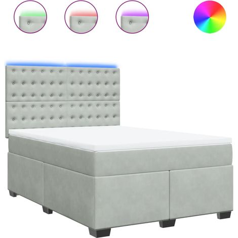 Maison Exclusive - Cama box spring con colchón terciopelo gris cl (1/5)
