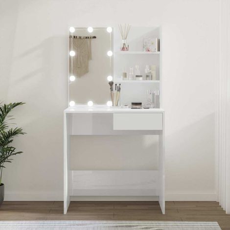vidaXL Tocador con LED blanco brillante 74,5x40x141 cm (1/5)