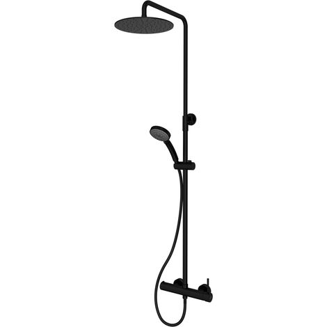 Presto Theo Columna ducha monomandomezcladora rociador 300 mm latón y flexo pvc negro (1/2)