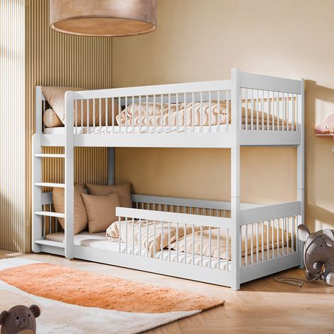 Etagenbett 90x200 am Boden inkl. Lattenroste Marion Weiß