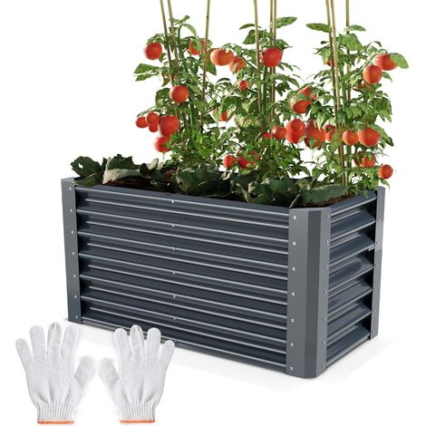 Carré Potager de Jardin surélevé en acier Antracite 60x60x120cm L pour balcon ou jardin (1/5)