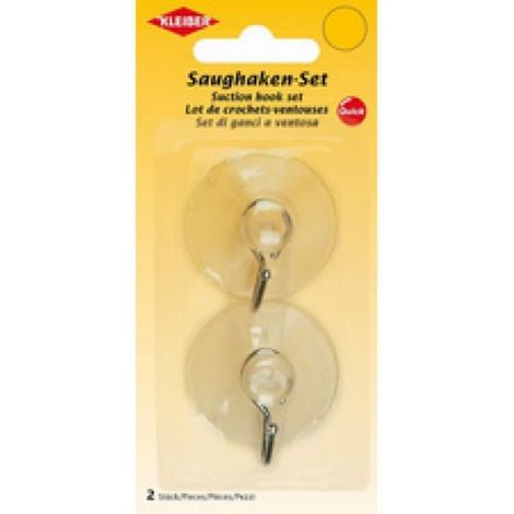Crochet Ventouse - Set De 2 - Plastique Transparent - Pour Fixation Sur Surfaces Lisses - 2 Pièces