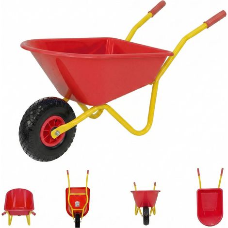 Kinderschubkarre uni rot 40 kg 20L Kunststoffwanne Vollgummirad Schiebkarre Gartenkarre