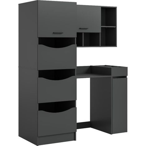 Free Waschmaschinenschrank 3 Türen, 2 Klappentüren, 1 Schublade, 9 Regale Anthrazit.
