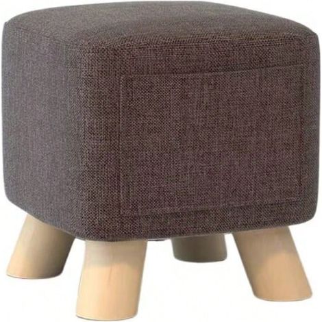 Pouf de Rangement, Tabouret rembourré Carré, pour Salon,Avec poches, Optique Lin, Repose-Pieds,28 x 25 cm, Brun