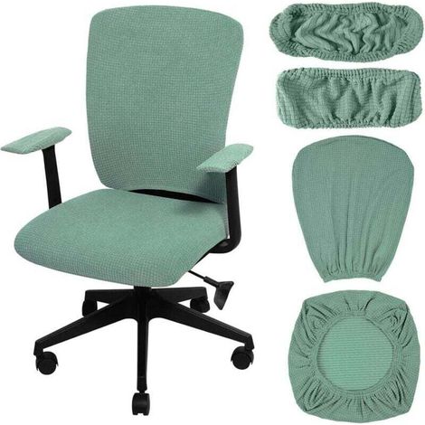Ensemble 1 pièce : dossier vert clair 4646cm + coussin d'assise 4848cm + housse d'accoudoir 207cm, housse de chaise de bureau pivotante élastique (1/4)