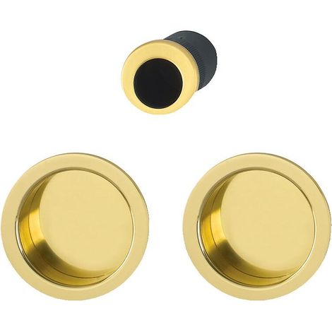 manœuvres encastrées rosace ronde pour porte coulissante intérieure aluminium argent - HOPPE