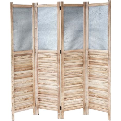 Paravent HWC-D27, cloison de séparation en bois et métal, 170x160x2 cm