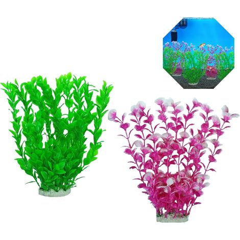 Lot de 2 plantes artificielles pour aquarium (25 cm) - Plantes réalistes en plastique pour aquarium, décoration d'aquarium, sûres et faciles d'entretien - Décoration en plastique pour (1/5)