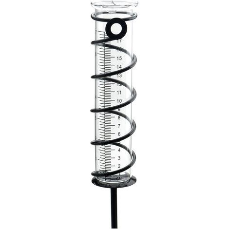 Pluviomètre extérieur en Verre, Pluviomètres en Verre avec Piquet en Métal Pluviomètre Exterieur Pluie Tube de Mesure Pluviomètre de Jardin en Verre avec échelle Claire (1/5)