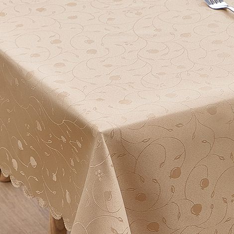 Nappe carré 140x240 cm – Tissu épais résistant à l’usure – Résistante à la chaleur et à la pression– Pour intérieur et extérieur - Beige (1/5)