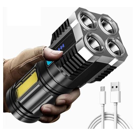 4 perles de lampe lampe de poche affichage de puissance lumière forte COB lumière latérale extérieure portable maison USB charge (1/5)