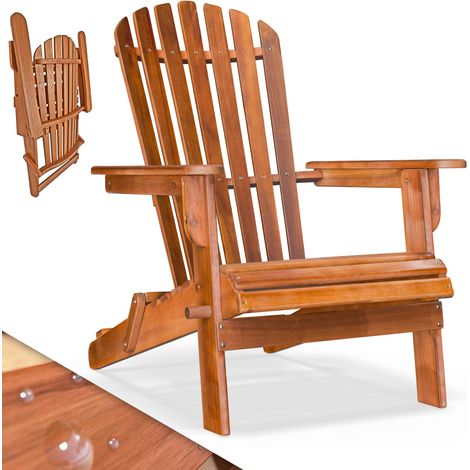 Casaira Chaise longue transat Adirondack en bois d'acacia Bain de soleil Siège de jardin pliable Extérieur balcon terrasse (1/5)