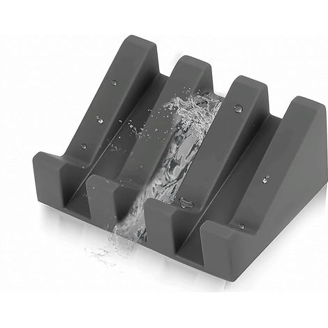 YMYNY Moderne Seifenschale aus Silikon – rutschfest – Seifenhalter im eleganten Design für Bad oder Küche – geneigte Oberfläche mit Wasserablauf für eine bessere Seifenaufbewahrung (1/5)