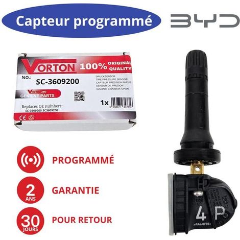 Sensore di pressione TPMS - SC-3609200 - Preprogrammato - 433 MHz - Per BYD Atto 3 / Dolphin / Seal / Sealion 7 / Tang