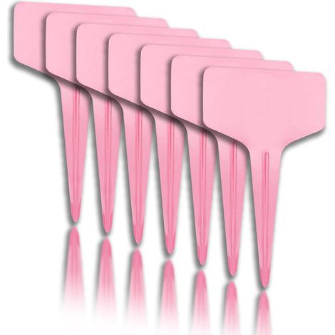 Étiquettes de jardin pour plantes T-Type, 100 pièces, marqueurs réutilisables imperméables pour semis, potagers, fleurs en pot, extérieur, rose (1/5)