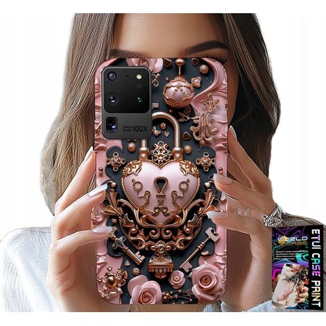 Hülle für Samsung Galaxy S20 Ultra – feminine, modische Muster, Herz-Rosen-Vorhängeschloss (1/5)