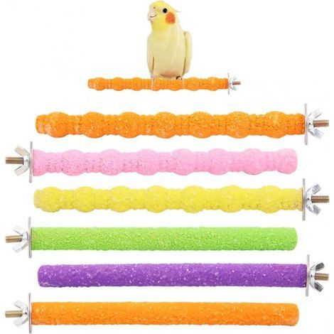 Pcs Parrot Perches, Colorful Bird Cage Scrubbing Stand Bar for Birds Parrots Budgies Cockatiels Conures Lovebirds Cage Foot Grinding Toy (1/4)