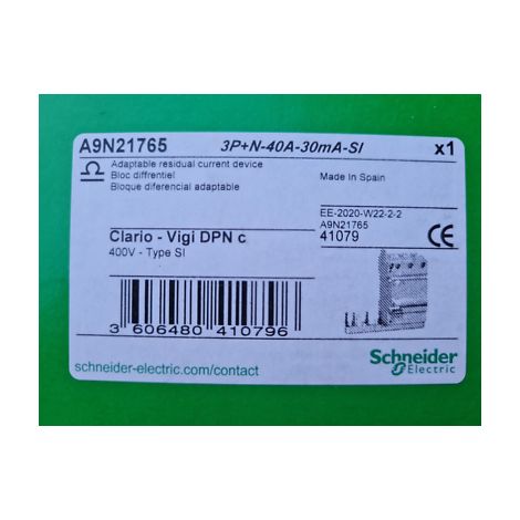 VIGI DPN 3P+N 40A 30mA-Si SCHNEIDER A9N21765 BLOC DIFFERENTIEL ( TG40 )