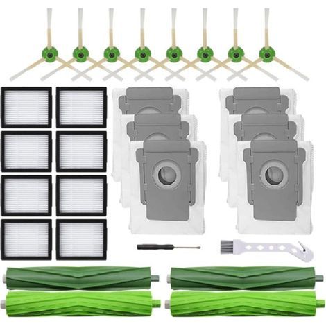 Kit de repuestos para aspiradoras robot iRobot Roomba: 2 cepillos multisuperficie, 8 filtros HEPA, 8 bolsas para el polvo. Limpieza óptima. (1/4)