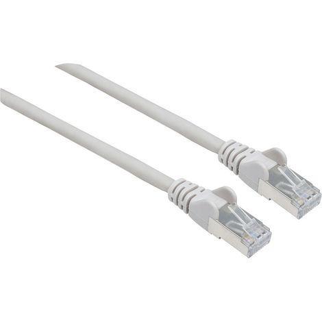 Intellinet 740920 RJ45 Patchkabel CAT 6a S/FTP 5.00 m Grau Folienschirm, Geflechtschirm, Geschirmt,
