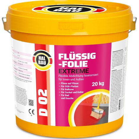 HALBAU Flüssigfolie Extreme Badabdichtung Dichtmembran Dichtfolie D02 - 20KG