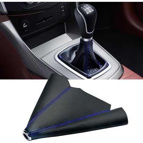 Soufflet Levier de Vitesse pour Voiture,Soufflet Levier,Housse de Vitesse accessoire spécifique En Cuir PU pour Voiture,de Voitures à Transmission Manuelle et Automatique(Noir&Bleu) (1/5)