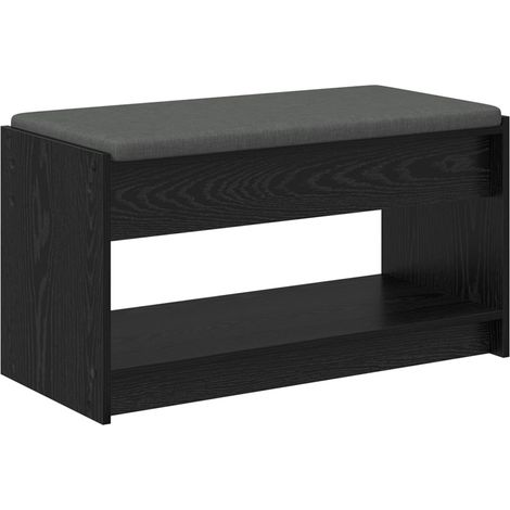 vidaXL  Hall Bench  Black Oak 83 x 38 x 45 cm Engineered Wood and Fabric