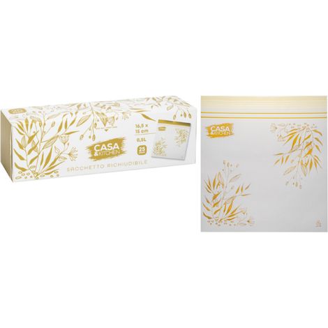 SACCHETTI PER ALIMENTI RICHIUDIBILI motivo ocra - cm 16,5 x 15 - pz 25  - BricoGo