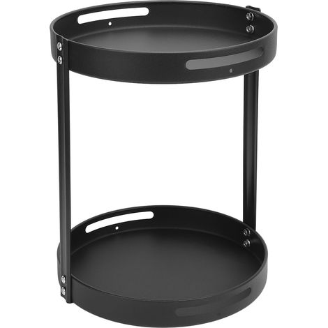 Rotating Spice Organizer 2 Tier Carbon Steel Multifunctional Round 360° Turntable Spice Rack for Kitchen Cosmetics Black (1/5)