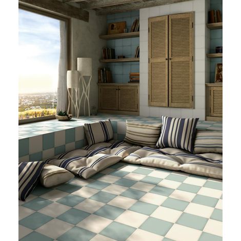 Aelle - Carrelage sol / mur effet ciment uni bleu 20x20 cm 1900 CELESTE - Vendu par boîte de 1 m² (1/5)
