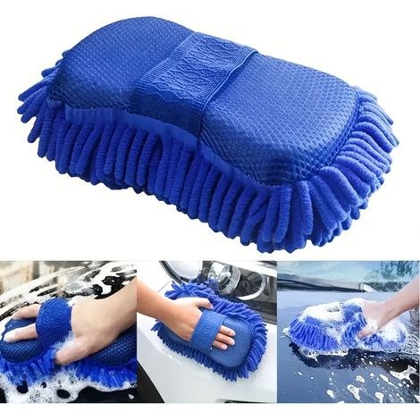 Lot de 2 brosses de lavage auto en mousse et microfibre – Accessoire d'entretien pour lavage et polissage – Outil de nettoyage (1/5)